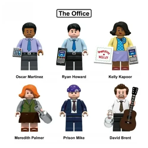 Miniaturas de The Office Michael Scott e Dwight Schrute bonecos Oscar Ryan Prison Mike