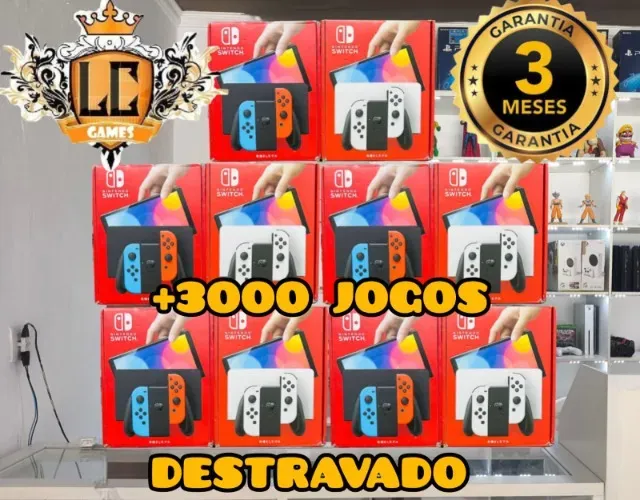 NINTENDO SWITCH OLED DESBLOQUEADO COM 3OOO JOGOS + O3 MESES GARANTIA ( LOJA FISICA )