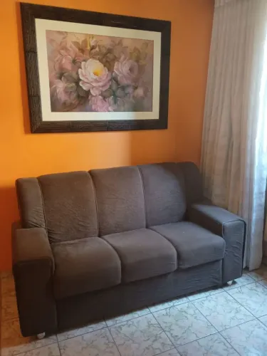 Sofá 3 lugares em Suede - Cor Café