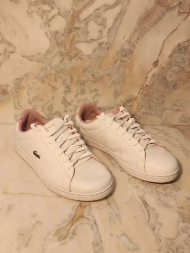 Tênis Lacoste Carnaby Evo Feminino Original Branco/Rosa - Tam. 39