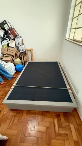 BASE CAMA BOX BAU CASAL COURINO LINHO CINZA 138X188X42