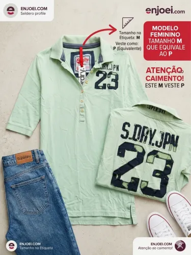 Camisa Polo Feminina Superdry Verde Pistache JPN 23 - Nova com Etiqueta!