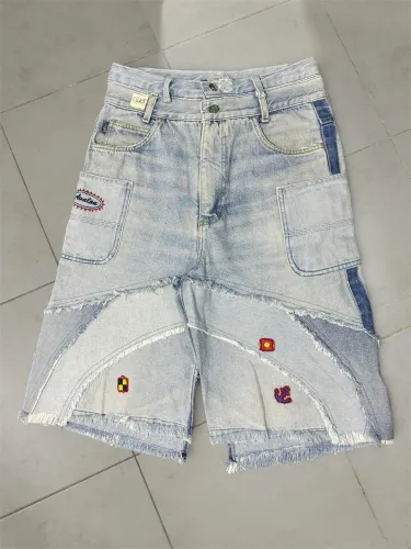 Bermuda Jeans Jorts Oversized - Customizada & Patchwork Autoral