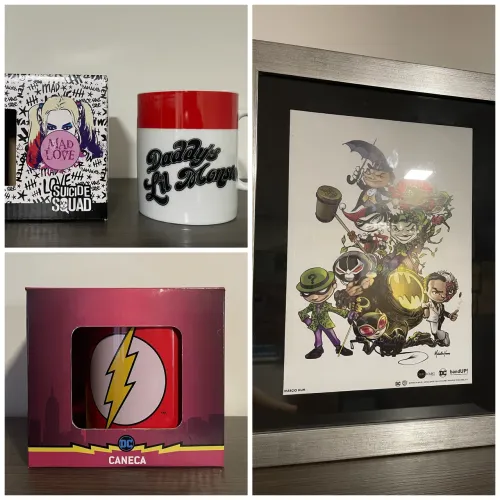 Quadro batman mini co + 2 canecas geek