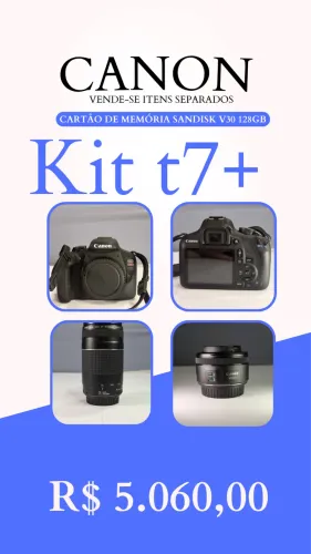 Canon t7+ 50mm e 75-300mm ( podem ser vendidos separados)