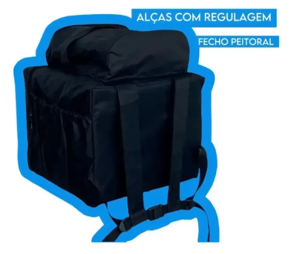 Bag Mochila Motoboy Expansiva Laminada Reforçada 45 Litros Preto