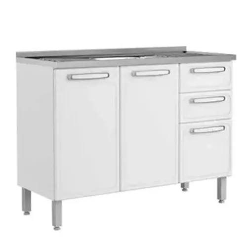 Balcão Bertolini Em Aço C/ Pia 120cm Inox Com 2 Portas e Gavetas - Apenas R$ 1.000,00