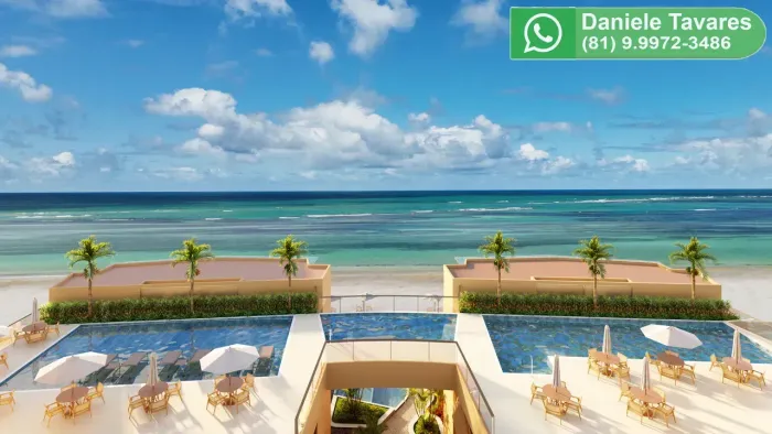 STUDIO COM VARANDA EM FRENTE ÀS PISCINAS NATURAIS DE TAMANDARÉ | MAR DOS CORAIS