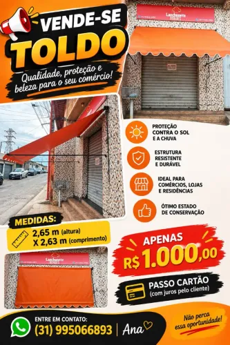 Toldo Retrátil Laranja 2,65m x 2,63m - R$ 1.000