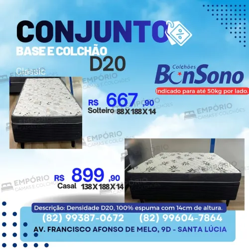 Cama casal ou solteiro d20 base e colchão  bonsono 