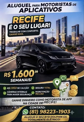 BYD Dolphin GS Carro Elétrico aluguel para Uber / 99 / Indriver