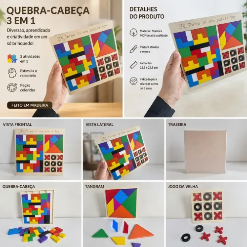 Quebra cabeça 3 em 1