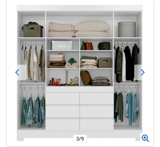 Guarda roupa casal branco 2m com espelho e 6 gavetas seminovo