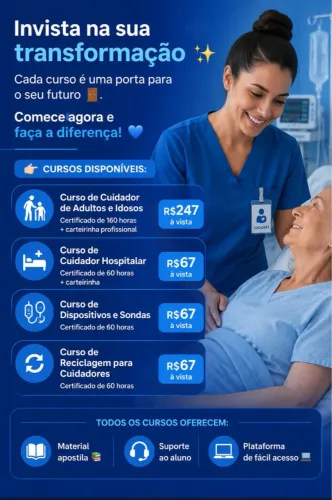 ? Curso de Cuidador de Idosos, Cuidador Hospitalar e Dispositivos - 100% Online