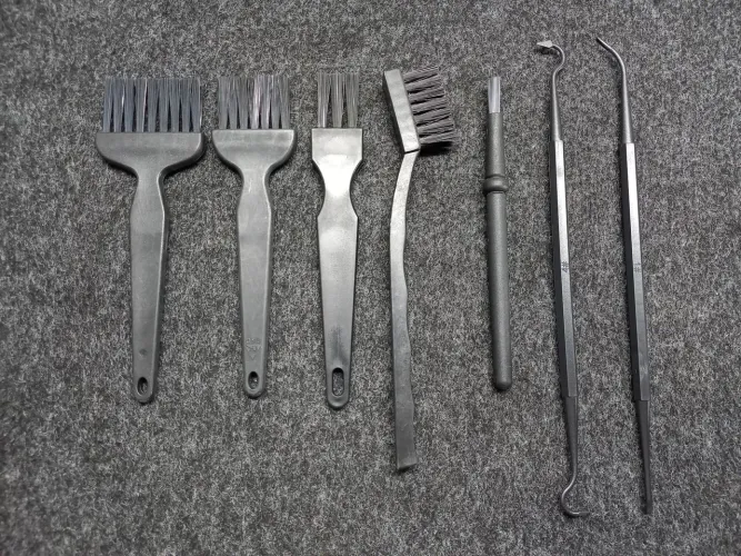 KIT ESCOVA PINCEL E ESPATULA SONDA EXPLORADORA ABS ANTIESTATICA ESD P/ ELETRONICA CELULAR