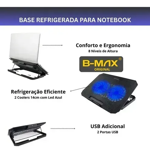 SUPORTE GAMER PARA NOTEBOOK COM COOLER