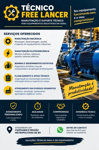 TÉCNICO FREELANCER - MANUTENÇÃO DE EQUIPAMENTOS INDUSTRIAIS