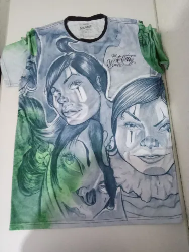 Camiseta Cool Cat - Estampa Chicano Art | Tamanho G (Excelente Estado)