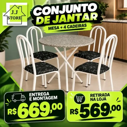 mesa de jantar - com cadeiras - tampo em granito - retire hoje - receba em 72 horas