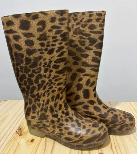 Galocha Feminina Cano Médio Animal Print Gasf AD037