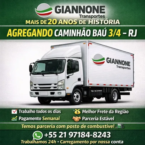 Agrego caminhões 3/4 baú 
