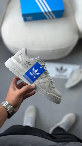 Tênis Adidas Fórum Low Gelo/Off Couro Premium (2 Tipos de Cadarços) - Disponível 38 AO 43