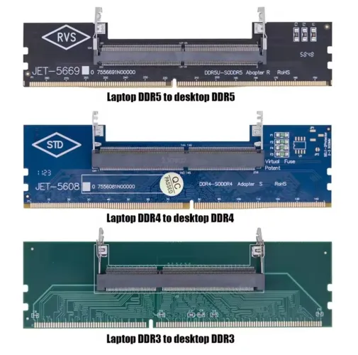 Adaptador Conversor de Memória RAM Notebook SODIMM para Desktop DIMM - DDR3/DDR4/DDR5