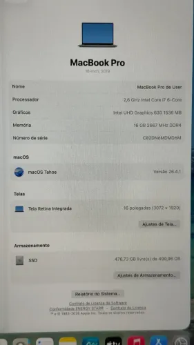 MacBook Pro 2019 | 16GB Ram | Intel Core i7 | 512GB SSD - Loja física! Com Garantia!