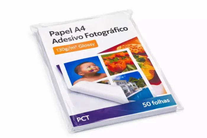 Papel A4 Adesivo Fotográfico 130g/m² Glossy PCT 50 folhas (Emb. Neutra)