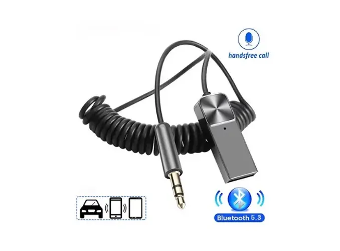 Receptor de Áudio Bluetooth 5.3 Estéreo, USB para 3.5mm Jack Aux, Transmissor BT