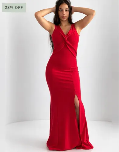 Vestido Longo Sereia Twist Vermelho