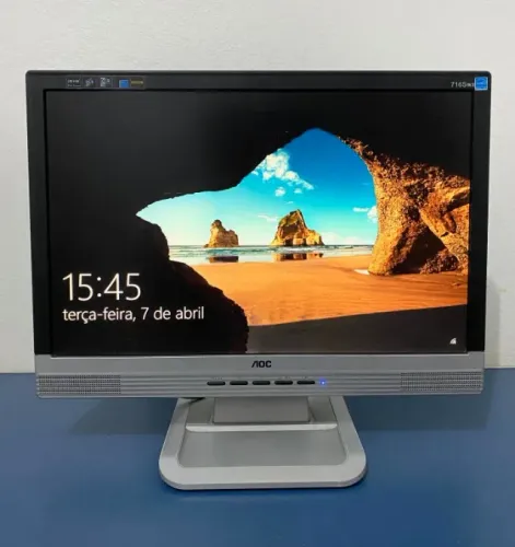 Monitor Aoc 716swx Vga 17 Pol Funcionando Com Cabos Tela Pc