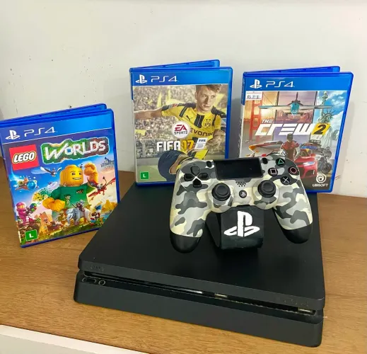 Ps4 slim + 3 jogos mídia física
