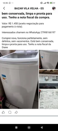 Máquina de lavar de 13 litros com apenas 4 meses de uso