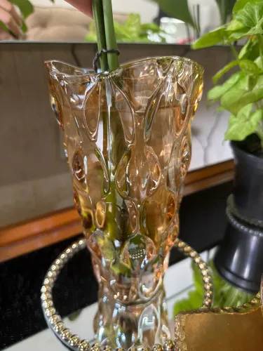 Vaso decorativo âmbar cristal