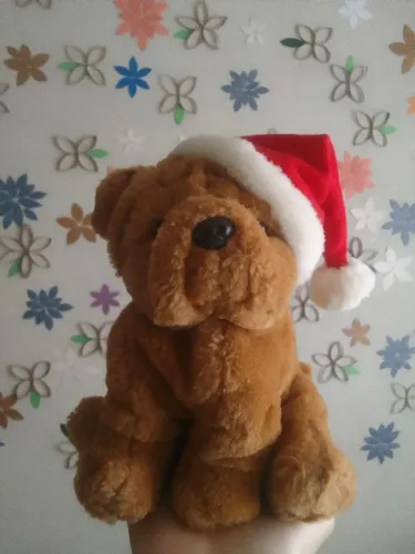 Pelúcia Cachorro Chow Chow De Natal