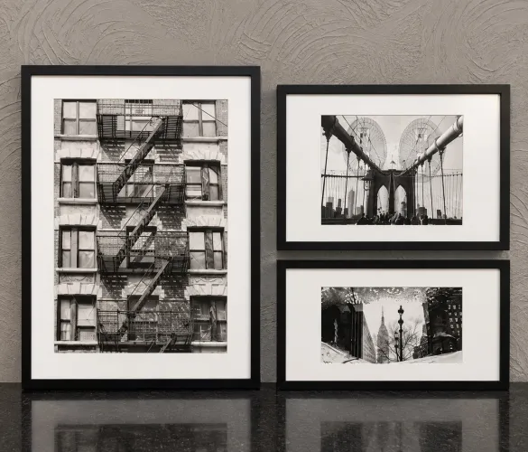 Quadro Decorativo P&B Nova York | Moldura Madeira + Vidro