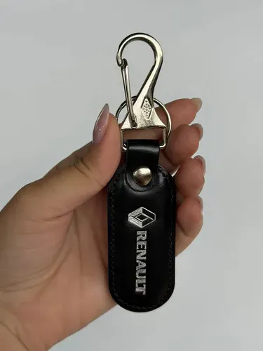 Chaveiro Carro Couro Luxo Com Gancho Automotivo Renault Preto