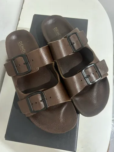 Sandália Masculina Premium em Couro Marrom - Democrata Tam: 40