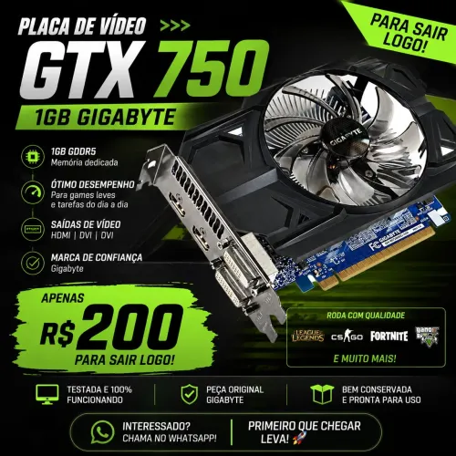 PLACA DE VÍDEO GTX 750 1GB GIGABYTE