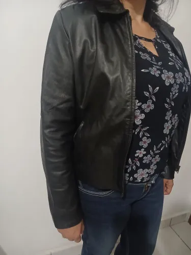 Jaqueta de couro feminina P