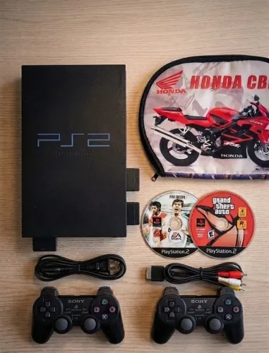 PS2 com 2 Controles Sem Fio + 20 Jogos + Memory Card - Preço pra Vender Hoje!