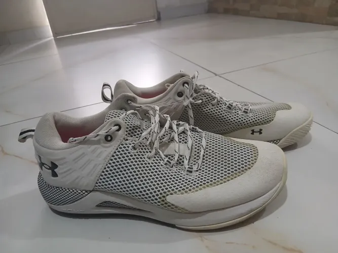 Tênis Under Armour Block City 3.0 Feminino Tamanho 12 Branco/Preto-Vôlei