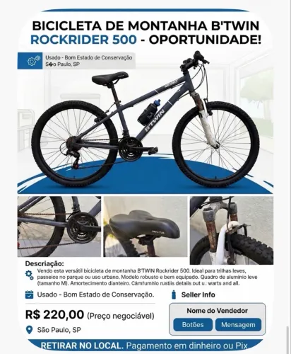 Vendo Bicicleta Rock Rider (RETIRAR NO LOCAL)- Aro 24