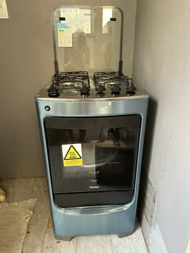 Fogão Consul 4 Bocas Inox Acendimento Automático Bivolt + Mangueira Metálica