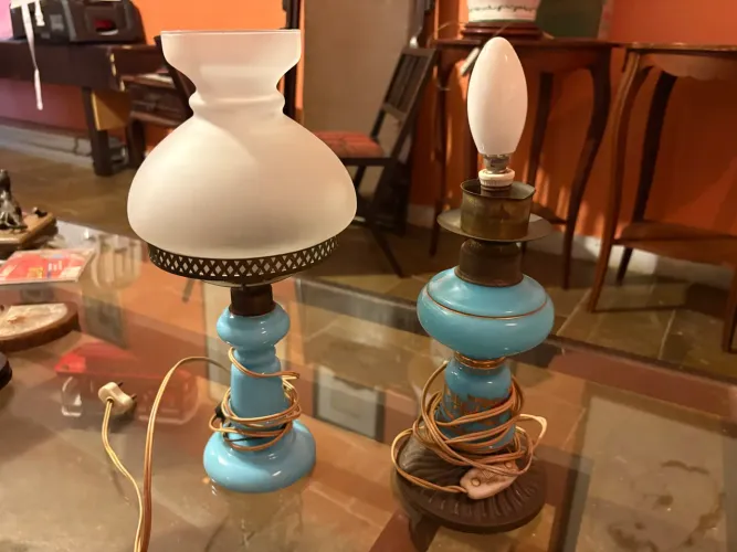 Par de Luminárias Vintage Azuis Decorativas