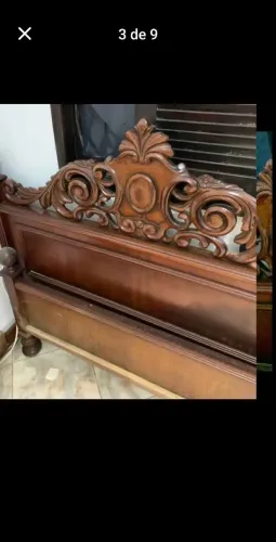 CAMA D3 CASAL EM CEREJEIRA ESCULPIDA
