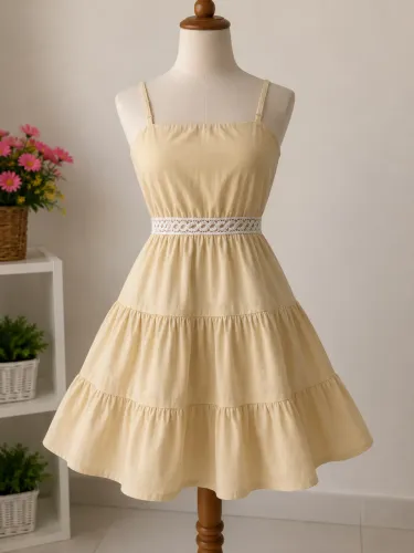 Vestido amarelo manteiga 