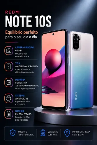 ? Redmi Note 10S 128 GB | 8 GB RAM | Ótimo custo-benefício