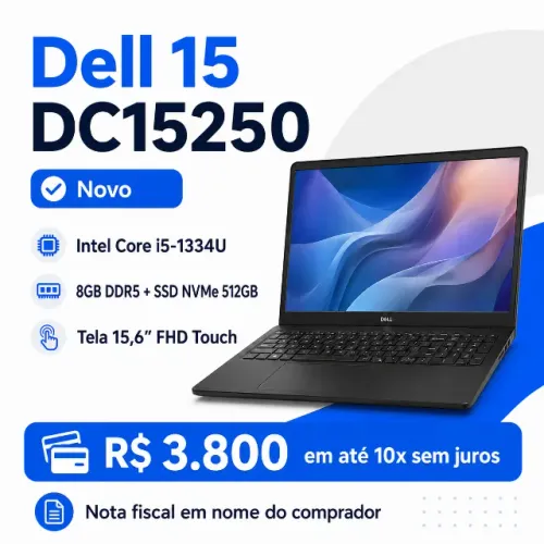 Notebook Dell i5 13 geração Novo, 8gb ddr5, 512 nvme tela touch